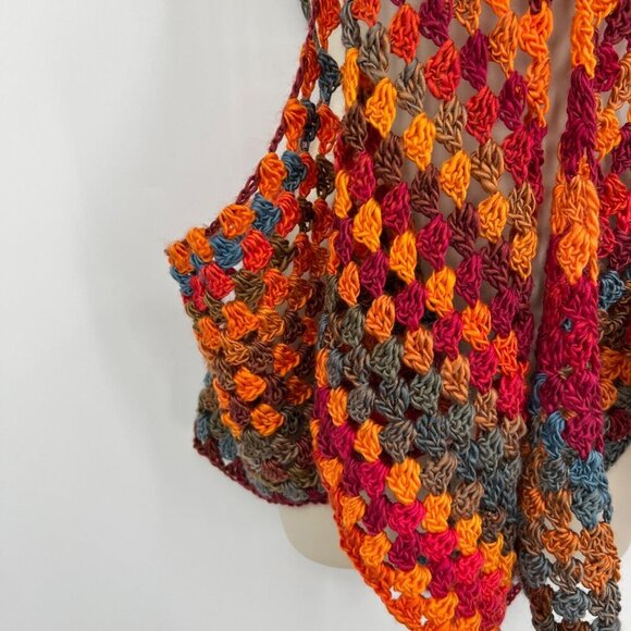 Crochet bohemian boho vest one size woman's vibrant medium large - Picture 4 of 9